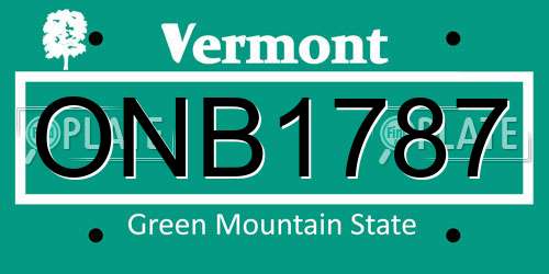 ONB1787 Vermont License Plate