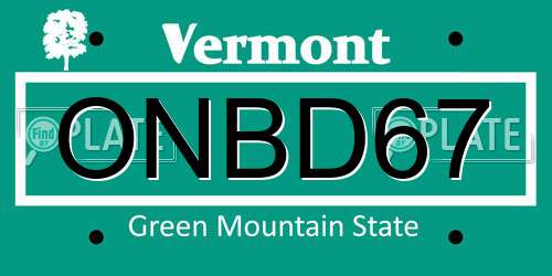 ONBD67 Vermont License Plate