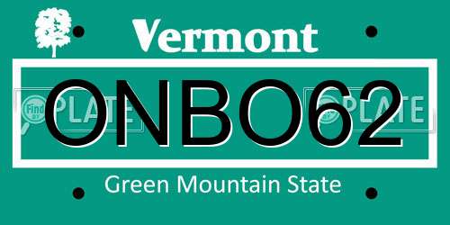 ONBO62 Vermont License Plate