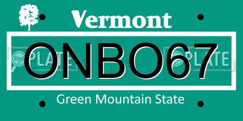ONBO67 Vermont License Plate