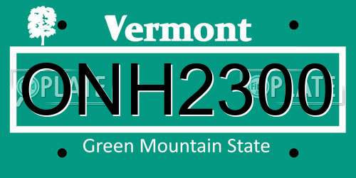 ONH2300 Vermont License Plate