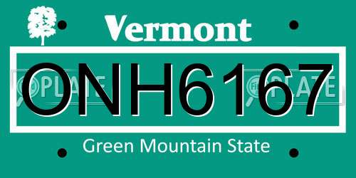 ONH6167 Vermont License Plate