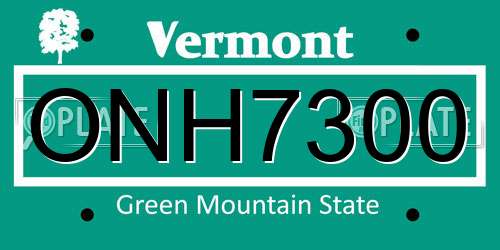 ONH7300 Vermont License Plate