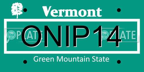 ONIP14 Vermont License Plate