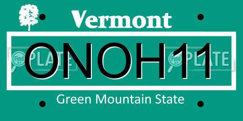 ONOH11 Vermont License Plate