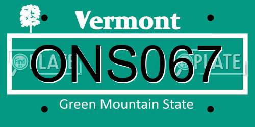 ONS067 Vermont License Plate