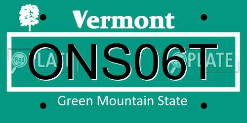 ONS06T Vermont License Plate