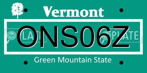 ONS06Z Vermont License Plate
