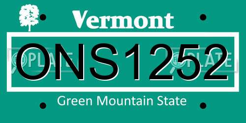 ONS1252 Vermont License Plate