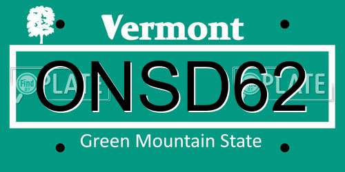 ONSD62 Vermont License Plate