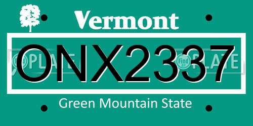 ONX2337 Vermont License Plate