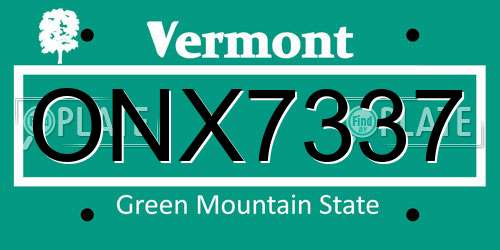 ONX7337 Vermont License Plate