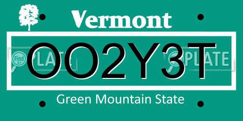 OO2Y3T Vermont License Plate