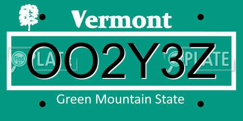 OO2Y3Z Vermont License Plate
