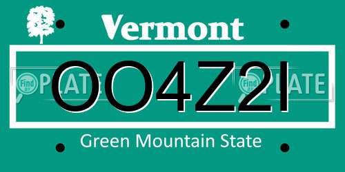 OO4Z2I Vermont License Plate