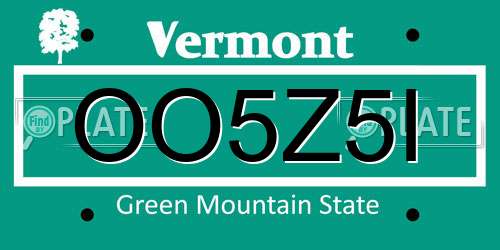 OO5Z5I Vermont License Plate