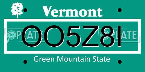 OO5Z8I Vermont License Plate