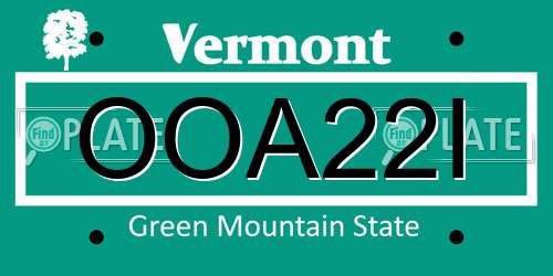 OOA22I Vermont License Plate