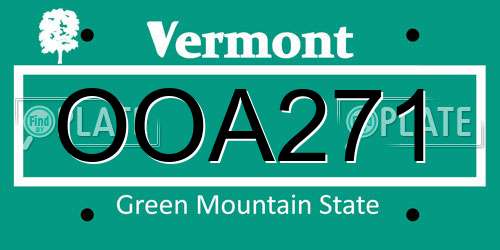 OOA271 Vermont License Plate
