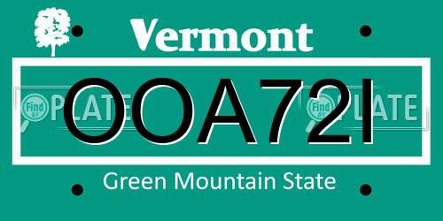 OOA72I Vermont License Plate
