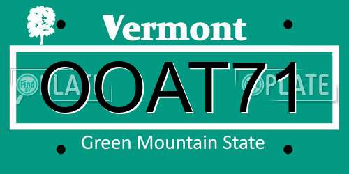 OOAT71 Vermont License Plate