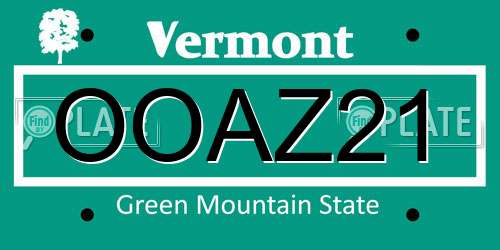 OOAZ21 Vermont License Plate