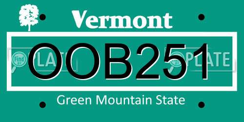 OOB251 Vermont License Plate