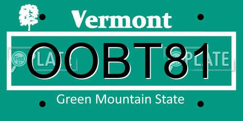 OOBT81 Vermont License Plate