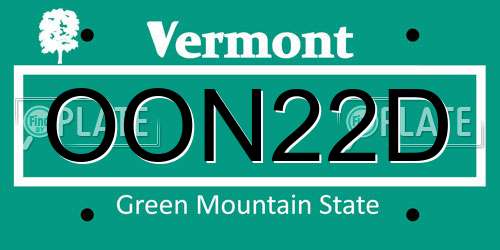 OON22D Vermont License Plate