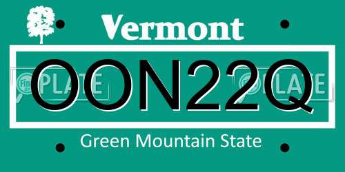 OON22Q Vermont License Plate