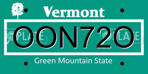 OON72O Vermont License Plate