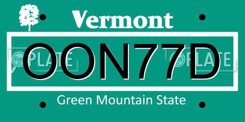 OON77D Vermont License Plate
