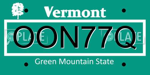 OON77Q Vermont License Plate