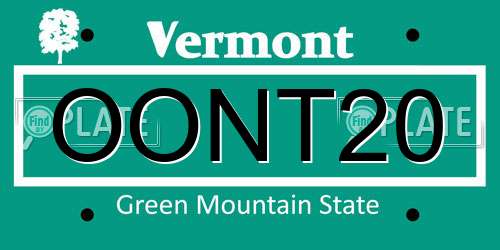 OONT20 Vermont License Plate