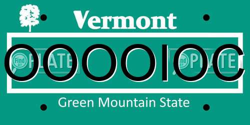 OOOOIOC Vermont License Plate