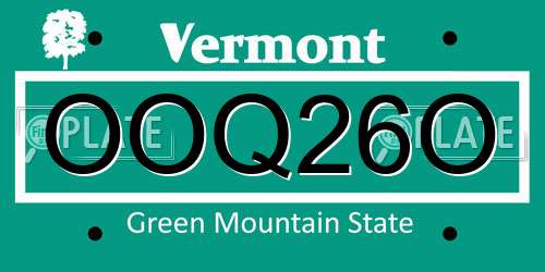 OOQ26O Vermont License Plate