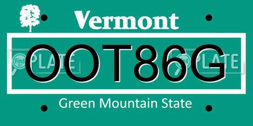 OOT86G Vermont License Plate