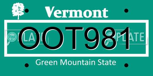 OOT981 Vermont License Plate