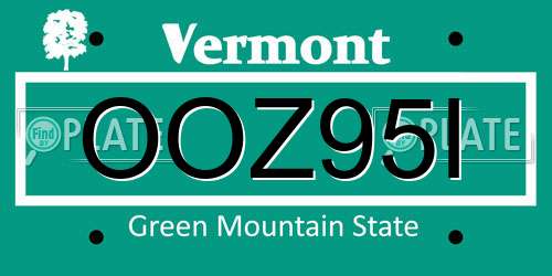 OOZ95I Vermont License Plate