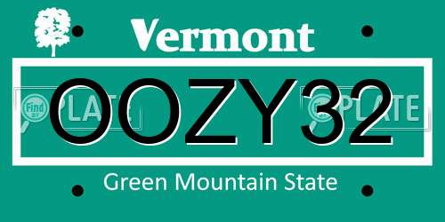 OOZY32 Vermont License Plate