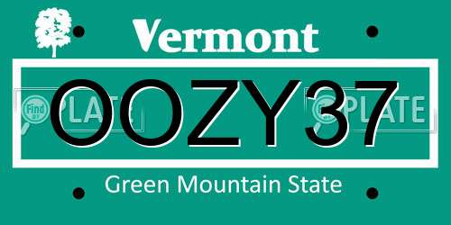 OOZY37 Vermont License Plate