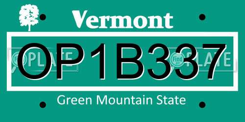 OP1B337 Vermont License Plate