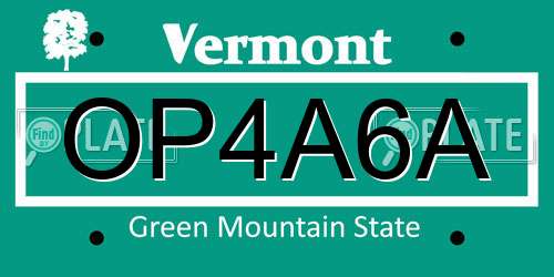 OP4A6A Vermont License Plate