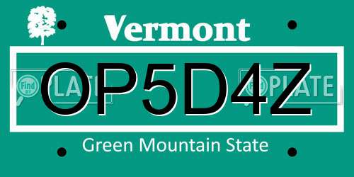 OP5D4Z Vermont License Plate