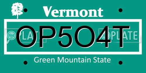 OP5O4T Vermont License Plate