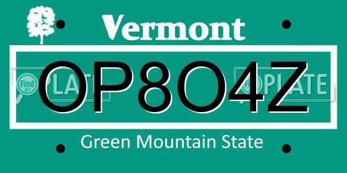 OP8O4Z Vermont License Plate