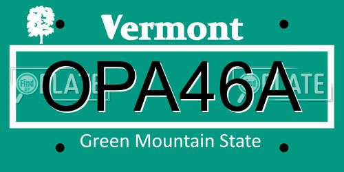 OPA46A Vermont License Plate
