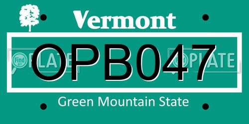 OPB047 Vermont License Plate