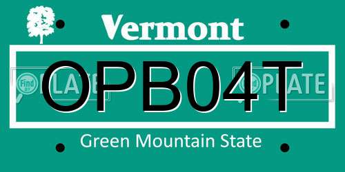 OPB04T Vermont License Plate