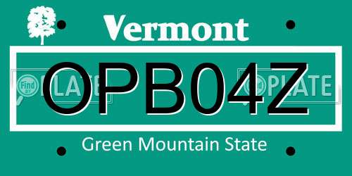 OPB04Z Vermont License Plate